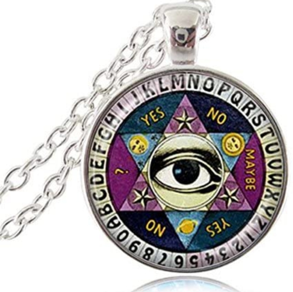 New Seeing Eye Ouija Board Silver Glass Necklace.